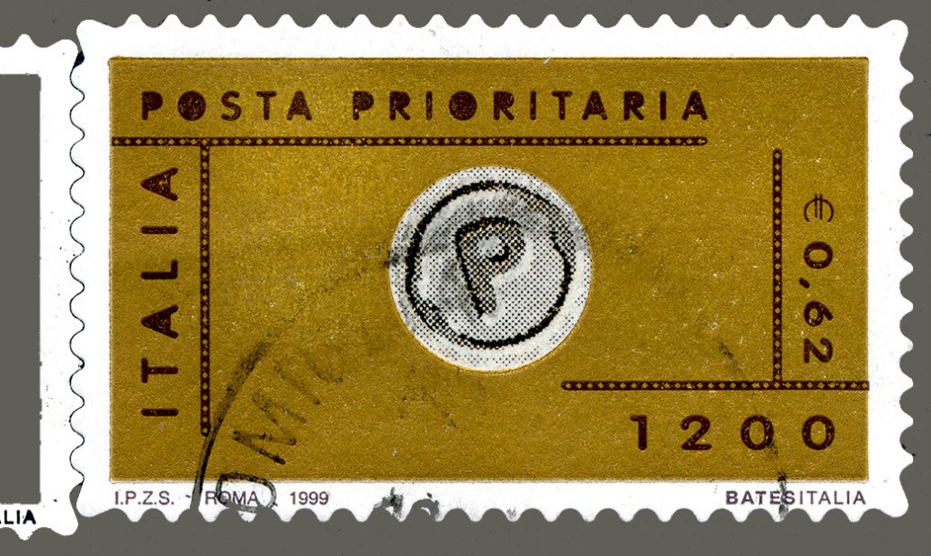 il fustellatore tra francobollo ed etichetta nell’emissione 1999
