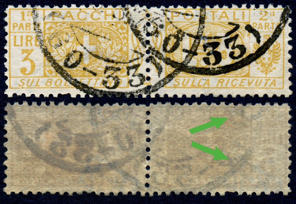 I fogli filigranati del regno d'Italia utilizzati per la stampa dei francobolli per pacchi postali